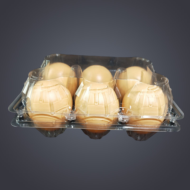 Leafy green factory spot direct sale number of eggs 6 pieces disposable plastic suction tray duck egg packaging box