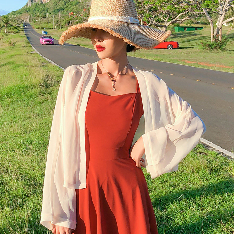 Beach sunscreen clothing Beach sunscreen shirt Thin cardigan Thailand photo clothes Women's Sanya travel wear suit