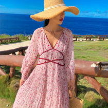 Pleated skirt medium length dress Yunnan Dali Lijiang travel photo skirt seaside resort beach long skirt