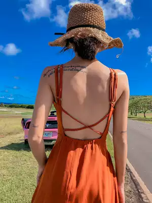 Seaside Holiday Dress beach dress women super fairy Sanya 2021 summer long Version New backless dress summer
