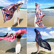 Beach towel seaside holiday tourism beach silk scarf scarf thin gauze scarf outside with gauze oversized sunscreen shawl female summer