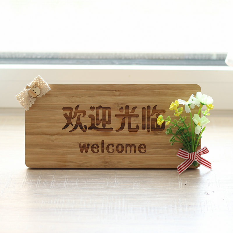 Bamboo brand bamboo carving creative table card shop platform card stand house card business conference card can be customized text