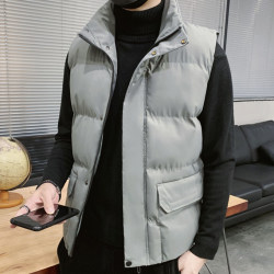 Autumn and winter Men's cotton vest thickened cotton vest leisure stand -up collar men's jacket workers wearing cotton shoulders