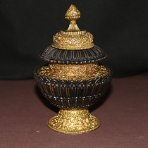 Supplies swing piece Grain Special Rice Box Upscale Bronze Gilded Sculpture Flower High 15 cm