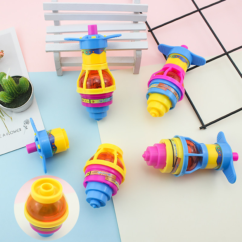 Children's Creative Night Market Electronic Luminescence Manual Press Rotary Tops Small Toy Male Girl Land Stall School Gifts