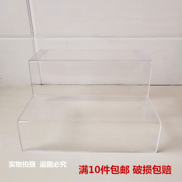 Thickened and heightened two-layer transparent display stand plastic shoe holder shelf bag shoe display prop bracket children's shoe rack