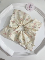 (Handmade by Xiaoba) Korean imported cotton lace bow square scarf hair tie square hair tie large intestine hair tie