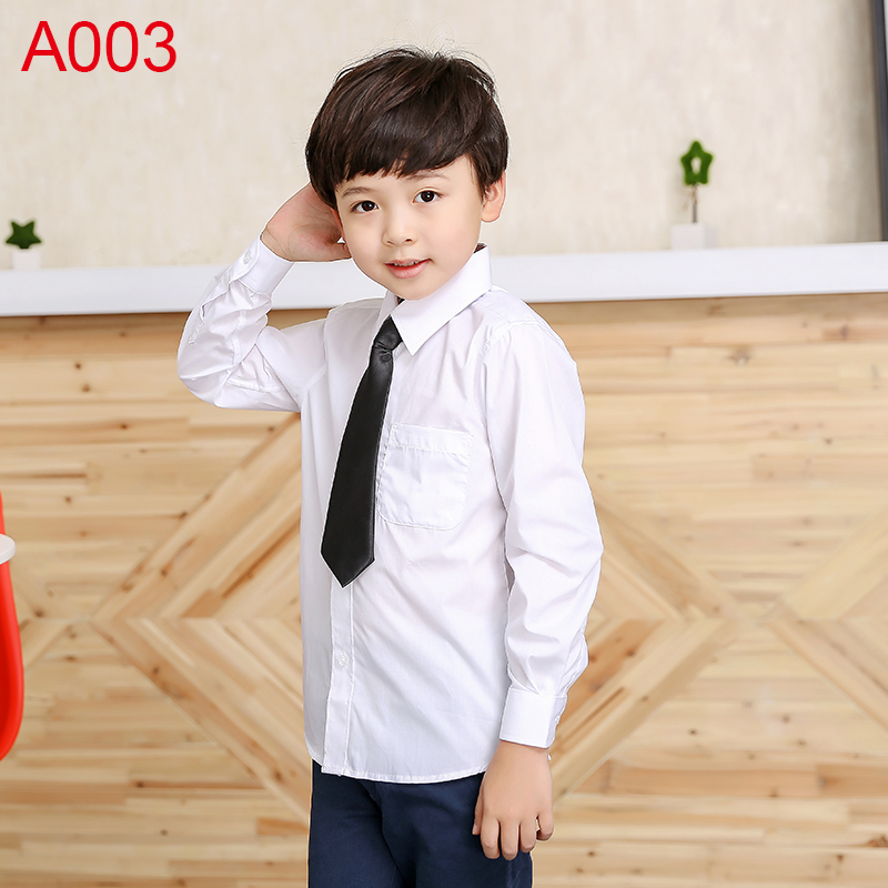 Mùa xuân và mùa thu Đàn ông và Phụ nữ Trẻ em Cotton Trắng Cơ sở Đồng phục Áo sơ mi Hợp xướng Hosting Cuộc thi Áo dài hoang dã Áo cotton thời trang bé trai