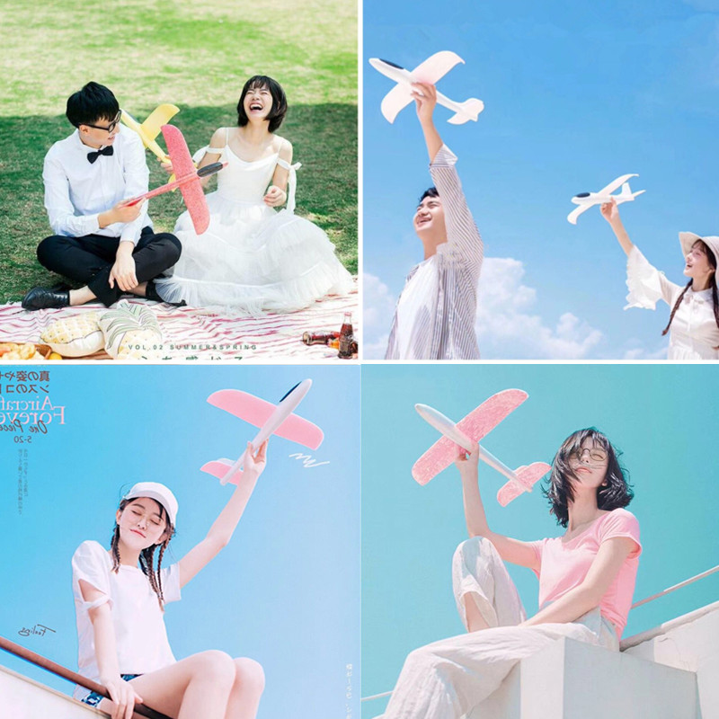 Wedding Dress Photography Brigade Pat Props Hand Holding Creative Pink Aircraft Model Day Series Fresh Children Write Real Photo Swing Piece 