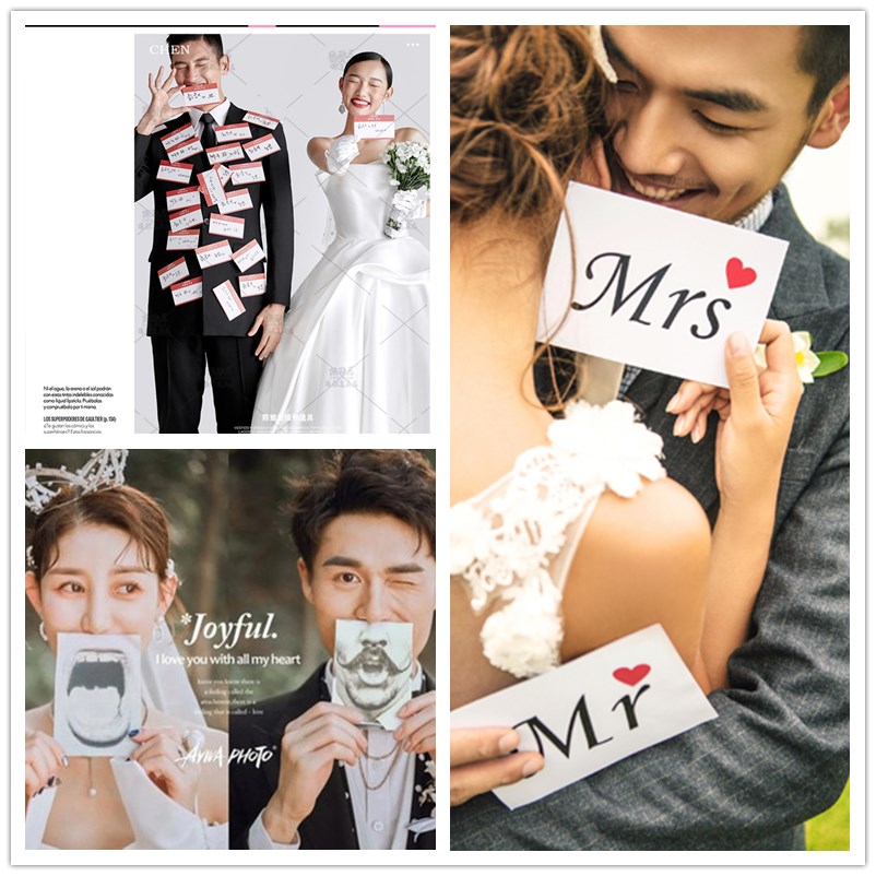 New Studio New Take Prop Korean Couple Red English Little Card Handle Wedding Photography Panel