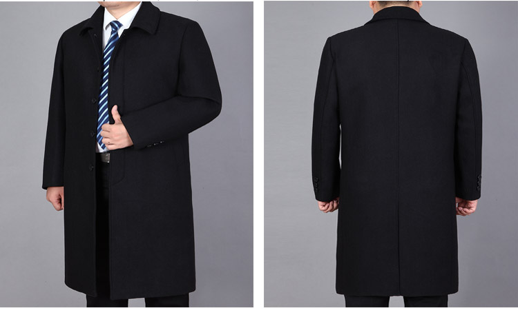 Người đàn ông trung niên áo khoác qua đầu gối dài bằng len cashmere áo khoác dày áo gió mùa đông áo gió nam đẹp
