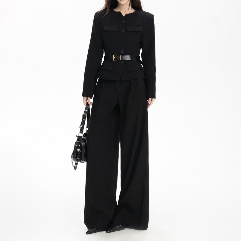 Black Commuter Suit Set for Women 2026 Autumn New Blazer Loose Straight Wide-Leg Pants Two-Piece Set Black Commuter Suit Set for Women 2026 Autumn New Blazer Loose Straight Wide-Leg Pants Two-Piece Set