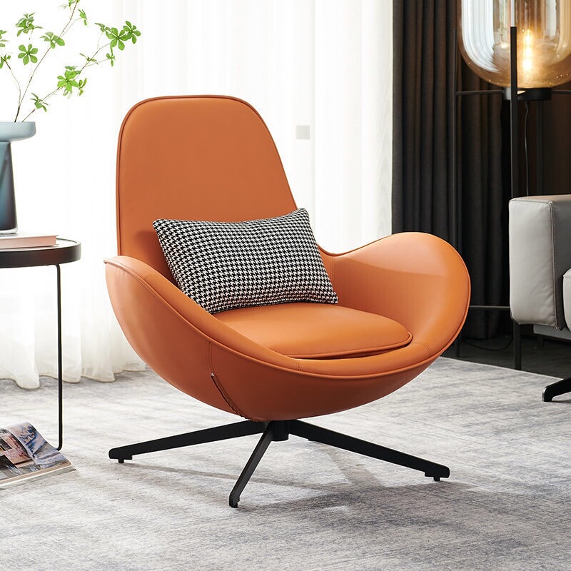 Designer High-Back Chair, Italian Minimalist Style, Swivel Eggshell Chair, Bedroom ins Study Chair, Lazy Sofa