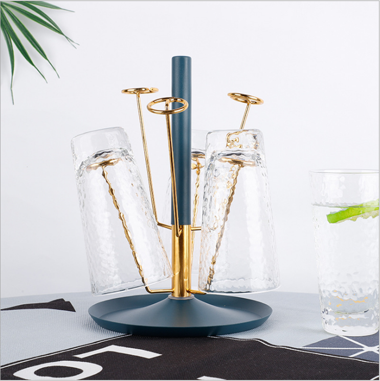 European iron pitch cup frame household water cup with pallet creative living room kitchen round shelf shelf