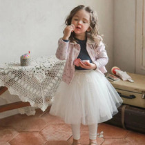 Spot Hao Bao Ma Korean childrens clothing imports 22 spring and summer sweet and beautiful little princess B Into The Lace Side Fluffy Yarn Skirt