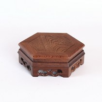 Red Wood Engraving Chishstone Flower Pot Base Handicraft Swing Piece Purple Sand Pot Solid Wood Head Buddha Size number Muto