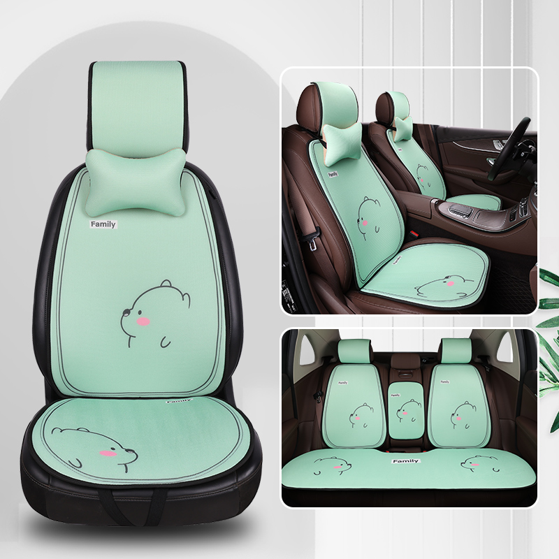Summer ice silk breathable car seat cushion cartoon single piece cute net red seat cushion rear row four seasons universal cool seat cushion