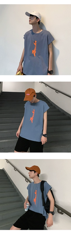 Mùa hè phiên bản Hàn Quốc của áo vest cổ tròn lỏng lẻo áo thun nam đẹp trai hip-hop đường phố vest thể dục - Lót