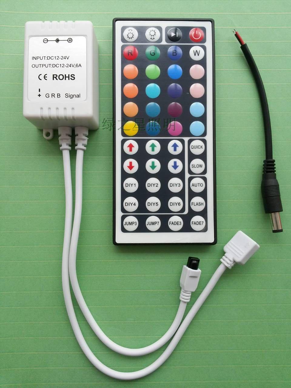 LED 5050 soft light with IR24 44 keys wave fiber board controller 3528 RGB colorful light bar wireless remote control