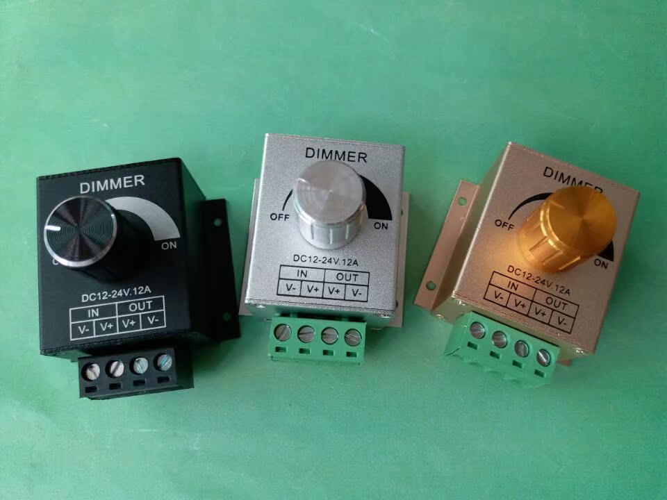 LED dimming controller 12V light-emitting word module dimmer LED knob dimming switch 24V metal shell 12A