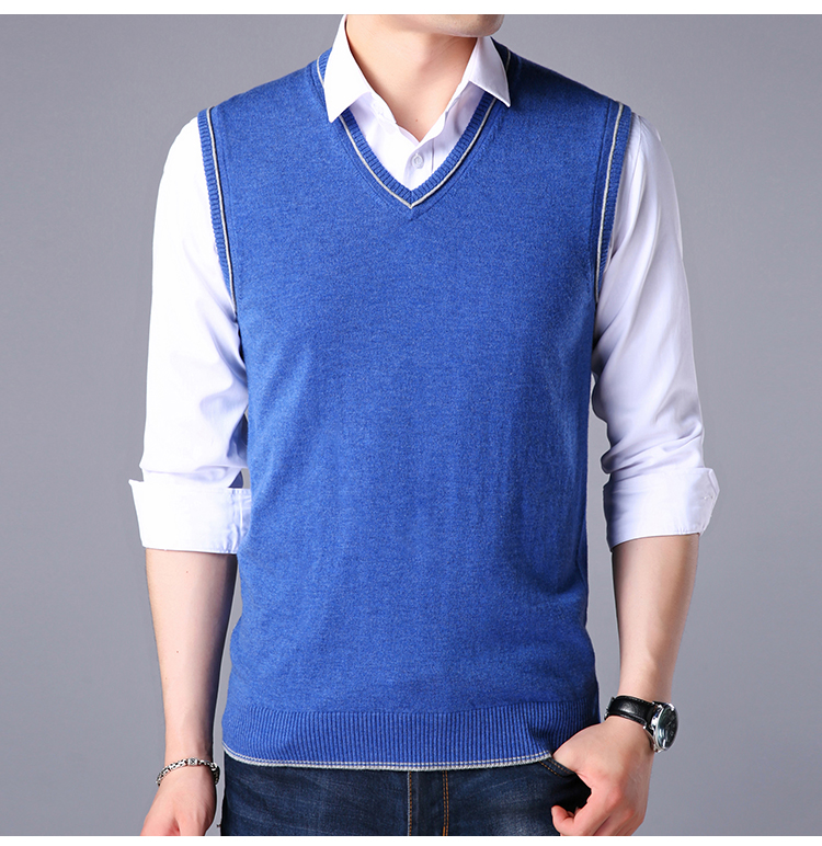 Mùa thu và mùa đông thương hiệu áo len nam vest nam trung niên cashmere áo len cổ chữ V vest vest áo vest nam body