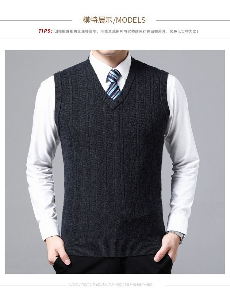 Áo len nam cổ chữ V cashmere cổ áo cha trung niên tải mùa thu và mùa đông mẫu áo len dệt kim áo len cashmere khoác len mỏng