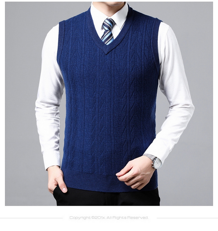 Áo len nam cổ chữ V cashmere cổ áo cha trung niên tải mùa thu và mùa đông mẫu áo len dệt kim áo len cashmere khoác len mỏng