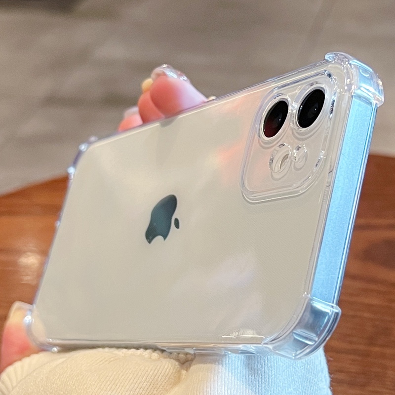Suitable for Apple 12 Phone Case iPhone 12 Pro Max Transparent Silicone Pro Twelve Max Soft Case 12Mini Protective Case Lens Full Coverage Anti-Drop Por Ultra-Thin New Model for Men and Women