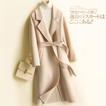 mularsa autumn and winter New 100% wool woolen coat Korean version of long lace double-sided cashmere coat women