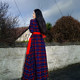This shore singing original navy blue and red plaid dress