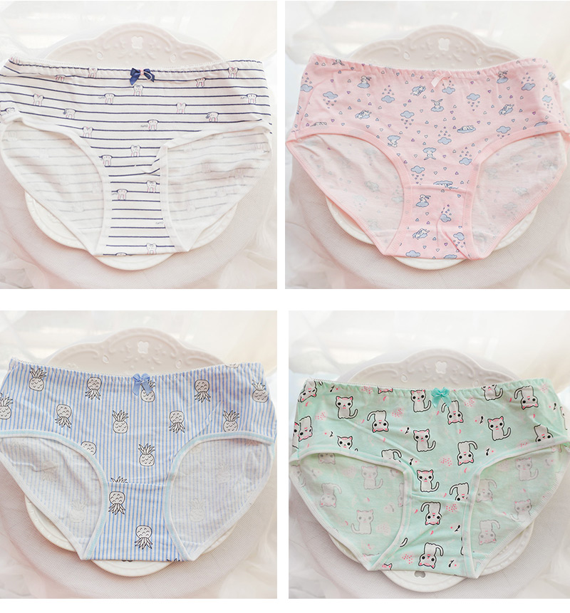 Đồ lót dễ thương cotton nữ eo thấp Nhật Bản nữ béo Hàn Quốc phiên bản nhỏ của cô gái nhỏ mềm mại, mềm mại đồ lót dễ thương