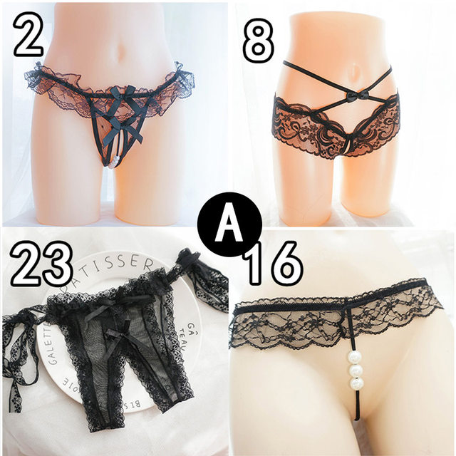 Sexy underwear gift box for women black 4-pack lace underwear gauze transparent embroidery temptation short-waist briefs