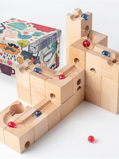 Kindergarten Large Particle Building Blocks Children's Marble Track Rolling Ball Building Blocks Maze Construction Educational Brain Toys