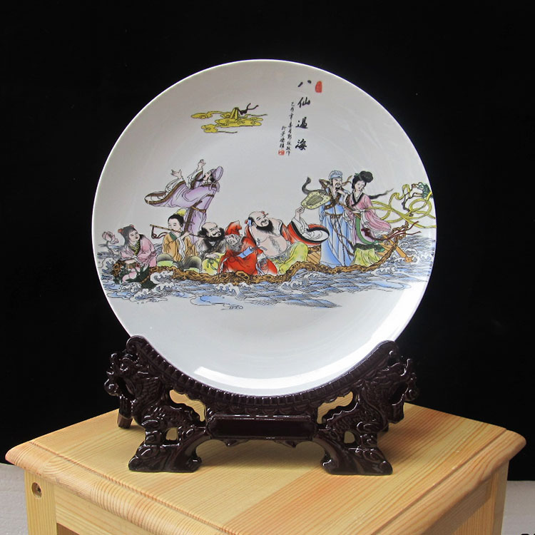 Jingdezhen gốm đơn giản hiện đại trang trí nhà tấm treo tấm ngồi tủ rượu trang trí nội thất hiện đại Trung Quốc bố trí phòng khách đẹp