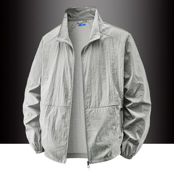 Ice silk sun protection clothing for men summer thin loose stand collar