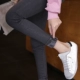 Quần jeans nhung nữ 2018 phiên bản mới của Hàn Quốc có eo cao là quần lửng ống dày mùa đông mặc quần legging quần đũi nữ