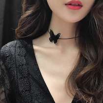 Necklace female summer choker niche design Net red butterfly necklace short black neck chain collar choker personality