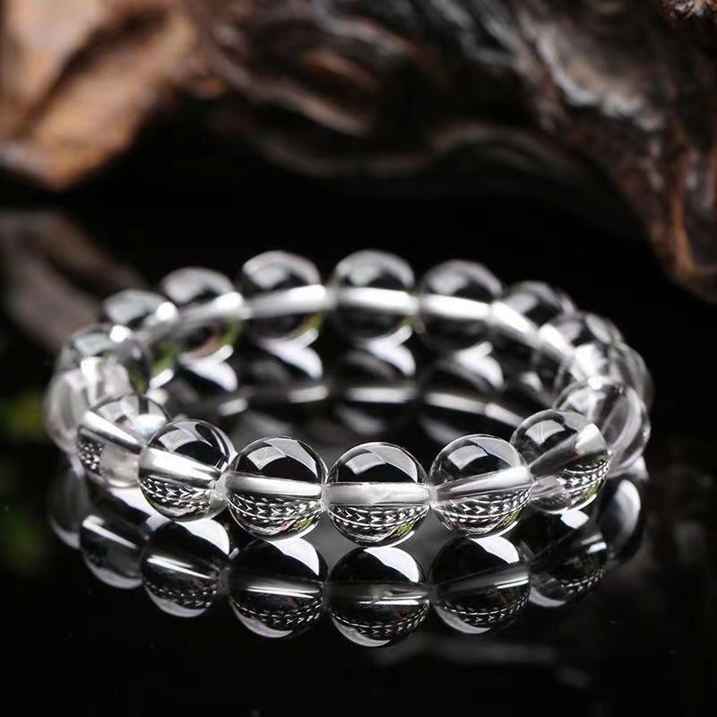 10A Natural Collectible Grade Brazilian White Crystal Bracelet for Women, White Beads, Men's Bracelet, Genuine Couple's Jewelry Gift
