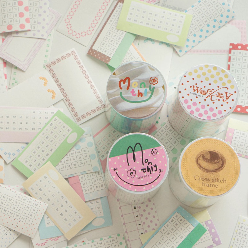 Packaged Lilitis Ant Line Sticky Notes Roll Weekly Monthly Check-In Border Polka Dot Functional Practical Basic Korean Style