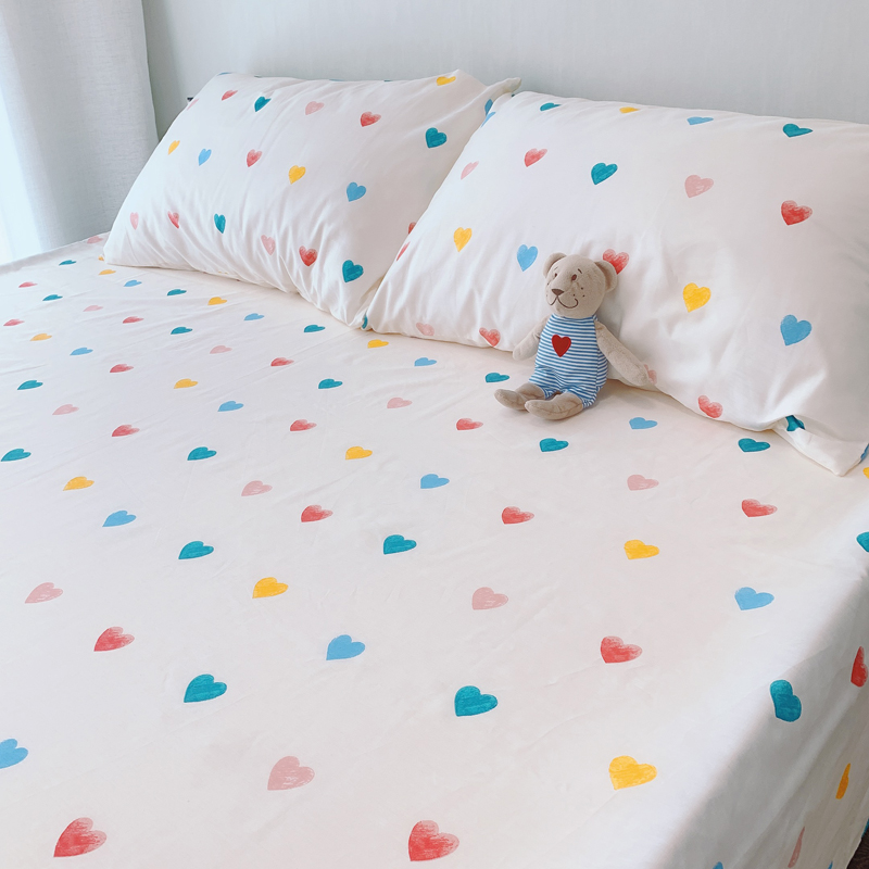 (Sheet Pillowcase) Small Fresh Twill Girls Cotton Sheet Single Piece Cotton Quilt Pillowcase 48*74cm