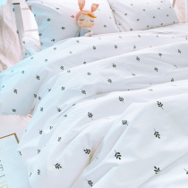 Girls fresh white small floral cute cotton twill one-piece bed sheet plain cotton quilt cover dormitory can be customized