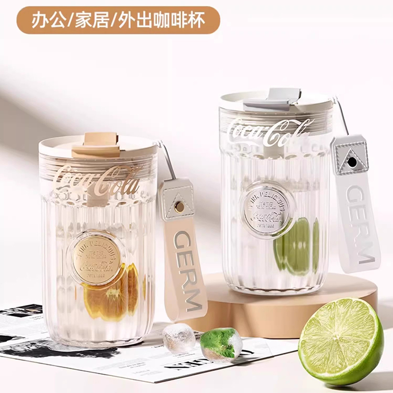 Germ Straw Coffee Cup Coca-Cola Collaboration Water Cup for Women, High Aesthetic Value, Summer Plastic Tritan Cup for Direct Drinking Germ Straw Coffee Cup Coca-Cola Collaboration Water Cup for Women, High Aesthetic Value, Summer Plastic Tritan Cup for Direct Drinking