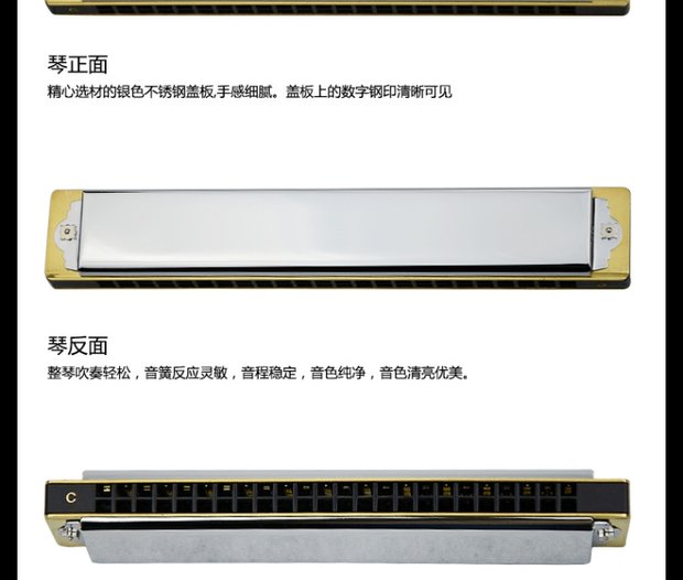 Tongbao Harmonica nhập khẩu 6624S Nhật Bản ban đầu 24 lỗ đa âm dành cho người lớn thực hành c chỉnh nhạc cụ - Nhạc cụ phương Tây trống lắc