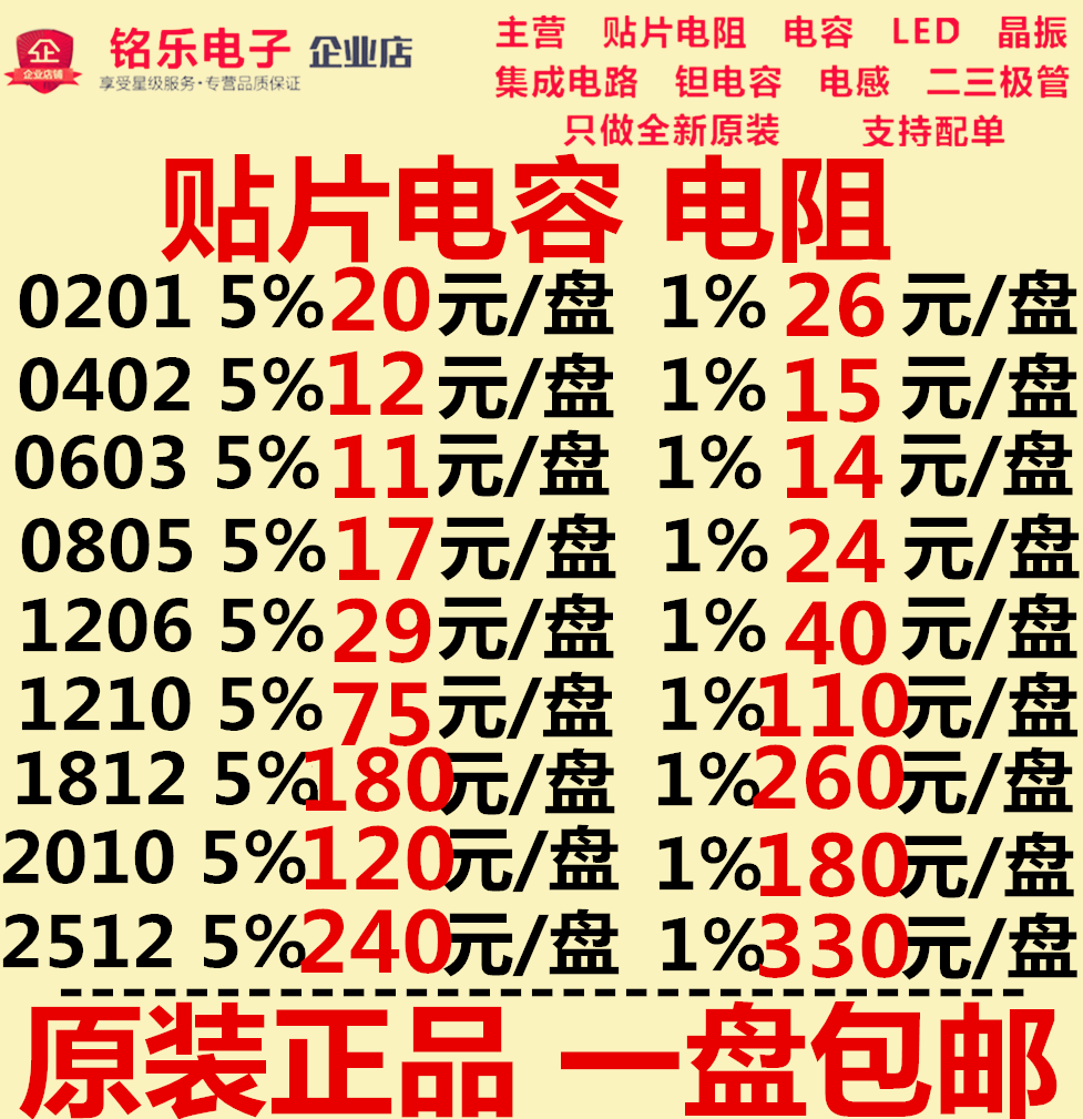 SMD resistor 0402 0603 0805 1206 1210 1812 2010 2512 1% 5% resistor