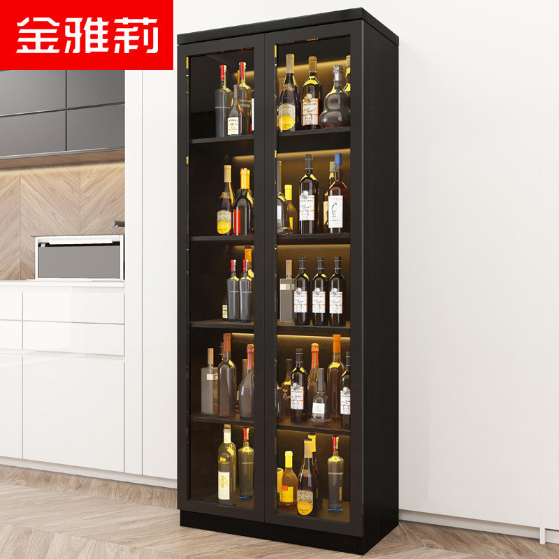 Living room wine cabinet glass door against the wall display cabinet dining room side cabinet modern minimalist small home storage wine cabinet