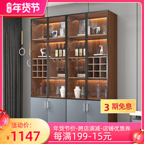 Nordic bookcase locker bookcase with door bookcase Modern simple living room cabinet home bedroom hand-made cabinet