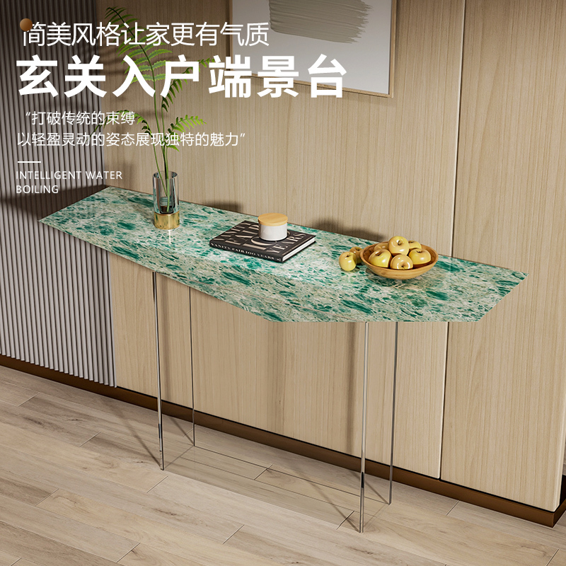 Italian Minimalist Natural Marble Entryway Table, High-End Creative Wall-Mounted Acrylic Floating Entryway Table Italian Minimalist Natural Marble Entryway Table, High-End Creative Wall-Mounted Acrylic Floating Entryway Table