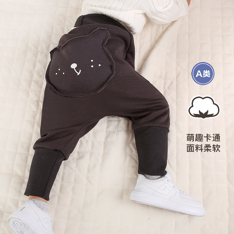 Baby pants men's 2020 winter plus velvet padded warm PP pants baby children high waist belly Harlan cotton pants