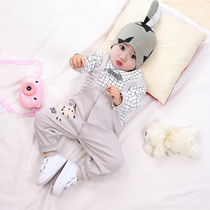 New foreign boy baby short-sleeved autumn baby full moon suit gentleman ha clothes jumpsuit fake two-piece dress