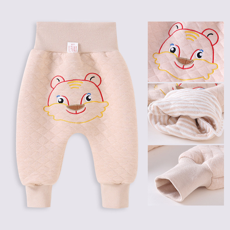 Baby pants large PP pants high waist and belly protection spring autumn season clip cotton male and female baby boy baby fart pants winter money outside wearing thickened